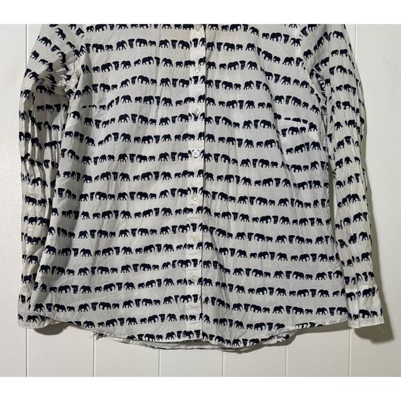 Crown & Ivy Womens Elephant Print Cotton Button-Down Shirt Large - Picture 3 of 6